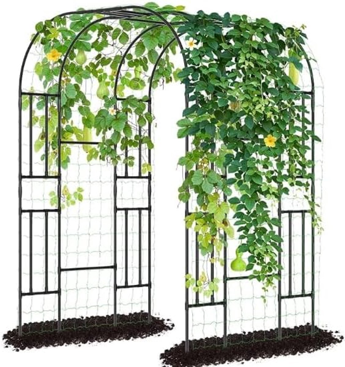 Metalen Tuinboog 220cm, Tuinboog, Extra Hoog – poort voor klimplanten, groenten en bloemen, outdoor pergola voor bruiloft en tuin, zwart