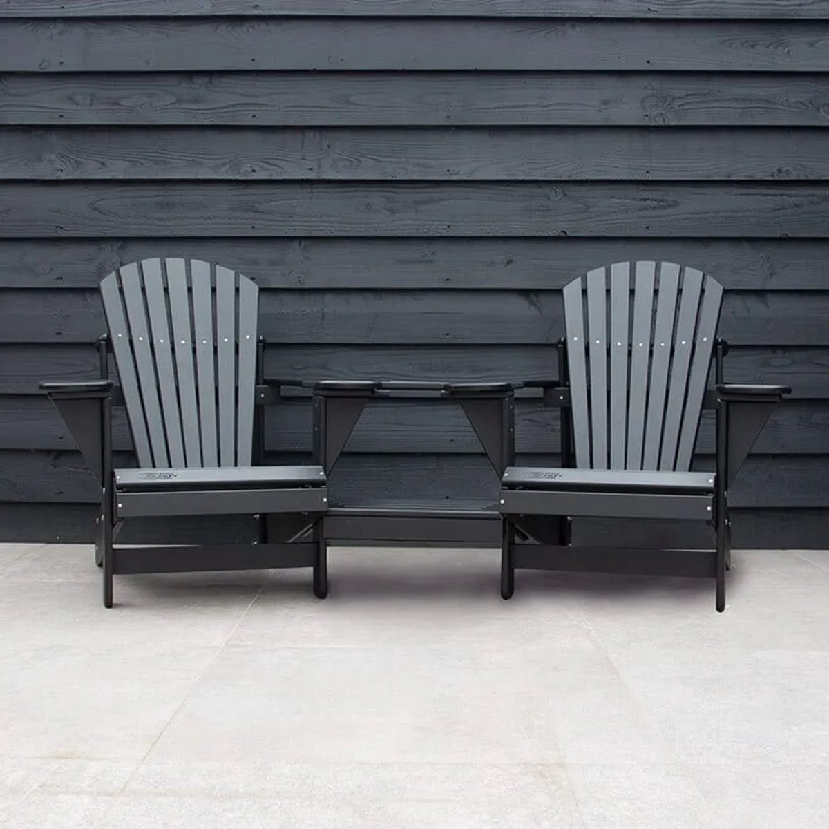 Originele Adirondack Tete-a-tete Tuinbank | Kunststof | Zwart | 10 jaar garantie | Binnen 2-5 werkdagen geleverd | Canada Comfy Chair
