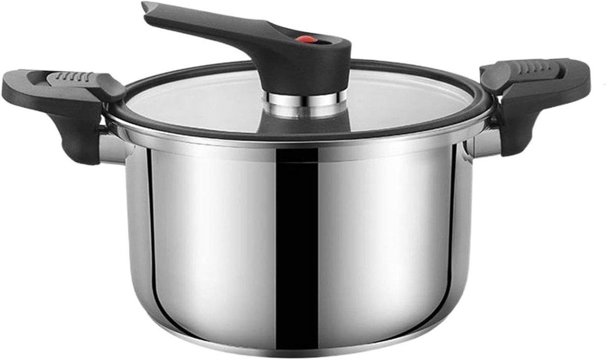 Drukpan Roestvrijstaal - Snelkookpan Stoomkoker - Maaltijden Bereiden - Universele Warmte Compatibiliteit - 20 cm Diameter - Zilver