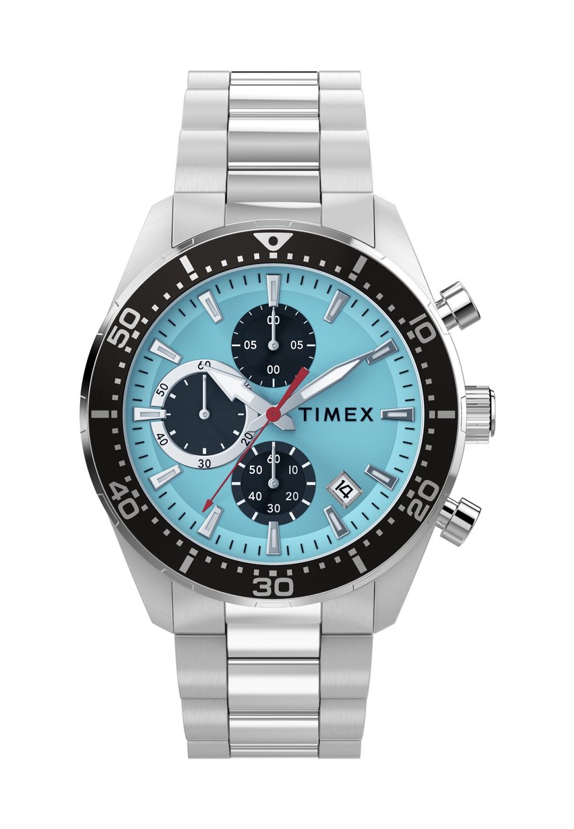 Timex Ridgefield Chronograph 42Mm Stainless Steel Bracelet Watch Quartz Chronograaf Horloge Zilverkleurig Kast Gemaakt Van 100% Roestvrij Staal En Een Armband Van 100% Roestvrij Staal 42 TW2Y62200AJ