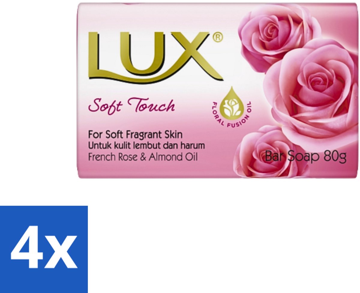 4 x Lux - Zeep - Soft Touch - Hydraterend - Voor Geurige Huid - 80 g - Zeep - Huidverzorging - Zijdezachte Huid - Hydraterende Zeep - Geurige Zeep