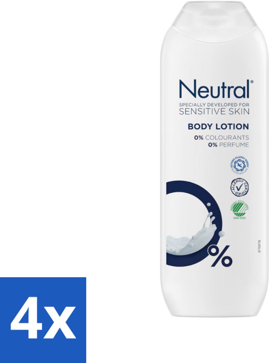 4 x Neutral - Bodylotion - Gevoelige Huid - 0% Kleurstof & Parfum - 250 ml - Gevoelige Huid - Bodylotion - Hydratatie - Zachte Huid - 0% Parfum