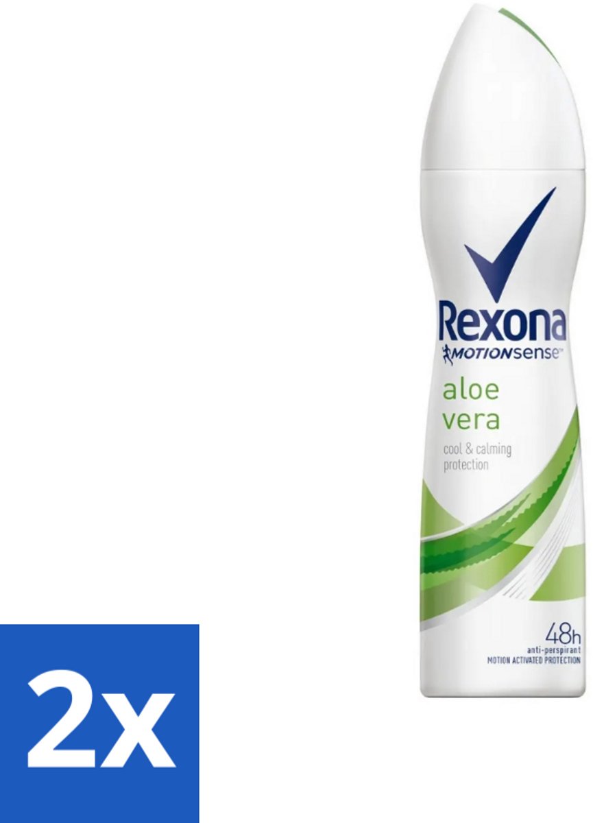 2 x Rexona - Fresh Aloe Vera - Deodorant Spray - 150 ml - Deodorant Spray - Aloë Vera - 48 Uur Bescherming - Zweet En Geur - Huid Verzorging