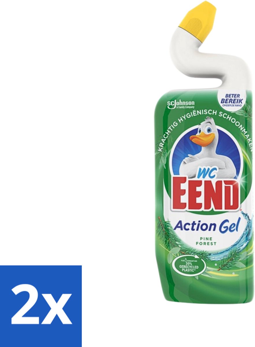2 x WC Eend Toiletreiniger Action Gel Pine Forest 750 ml - Toiletreiniger - Reinigingsgel - Kalkverwijdering - Urinesteen - Fris Ruiken