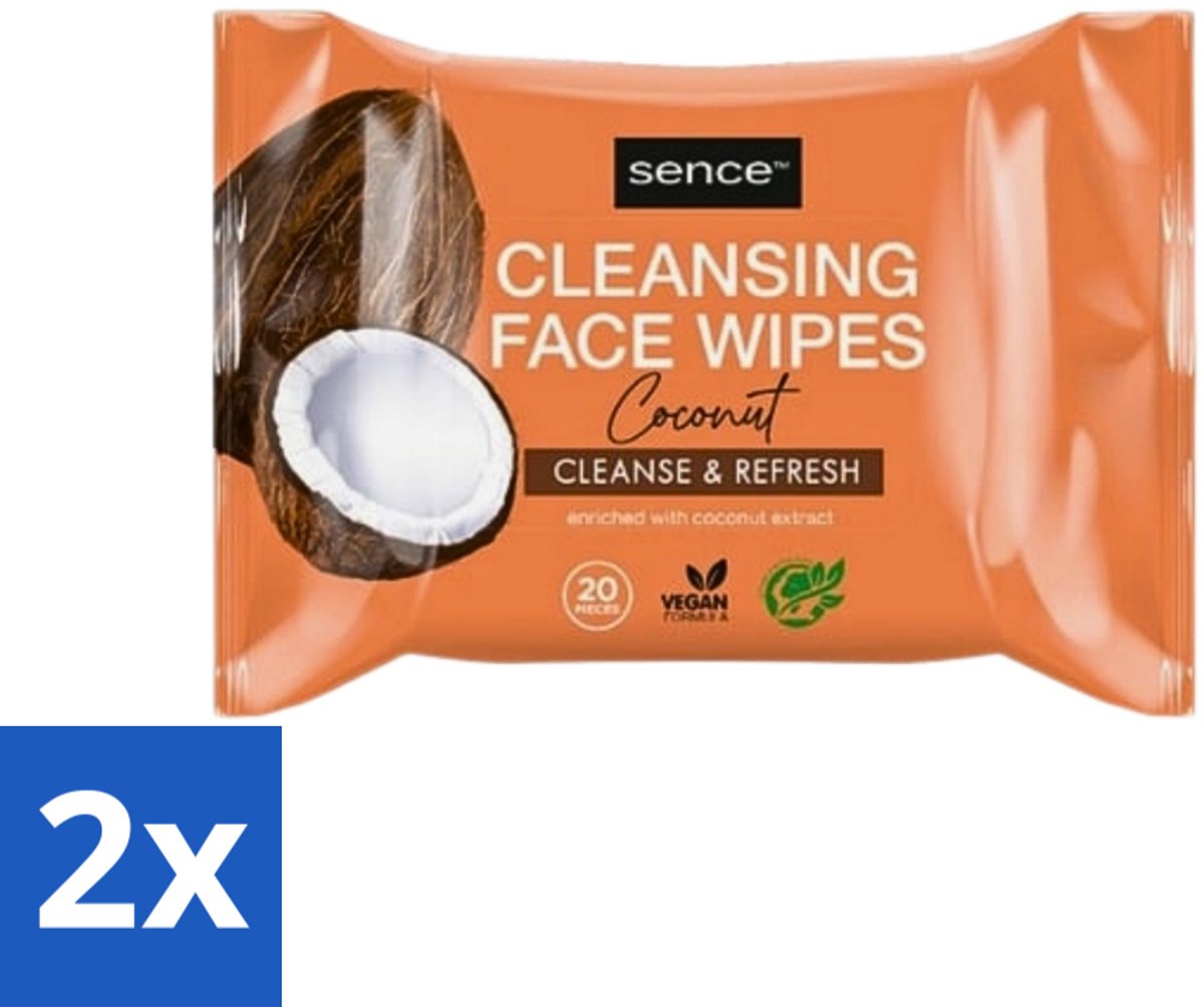 2 x Sence - Coconut - Gezichtsreinigingsdoekjes - Verzorgend - 20 Doekjes - Gezichtsreinigingsdoekjes - Kokos - Huidverzorging - Make-up Verwijderen - Hydrateren