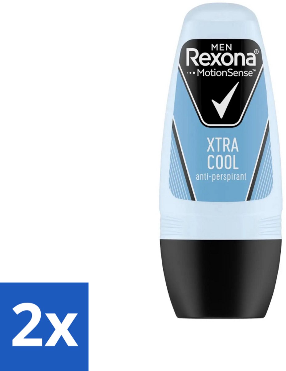 2 x Rexona Men - Fresh Xtra Cool - Deo Roll-on - Anti-Perspirant - 50 ml - Deodorant Voor Mannen - Zweet En Geur Bescherming - 48 Uur Bescherming - Verfrissende Geur - Citrus En Munt