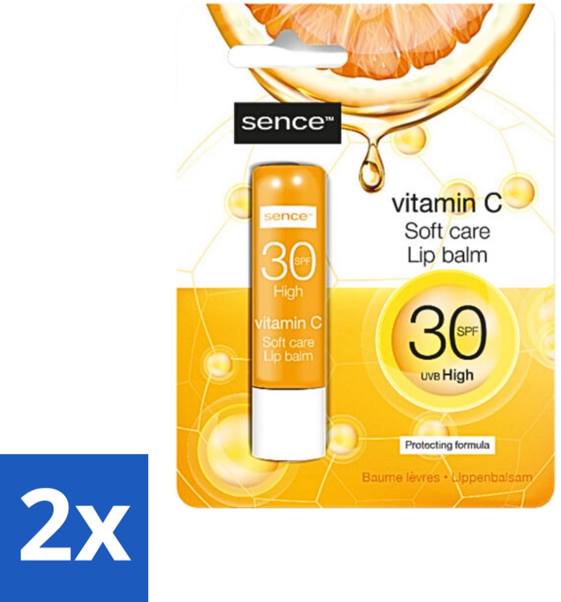 2 x Sence - Soft Care Vitamin C - Lippenbalsem - Hydraterend - 4,3 g - Vitamine C Lippenbalsem - Hydraterende Lippenbalsem - Verzorgde Lippen - Droge Lippen Herstel - Lippenbescherming