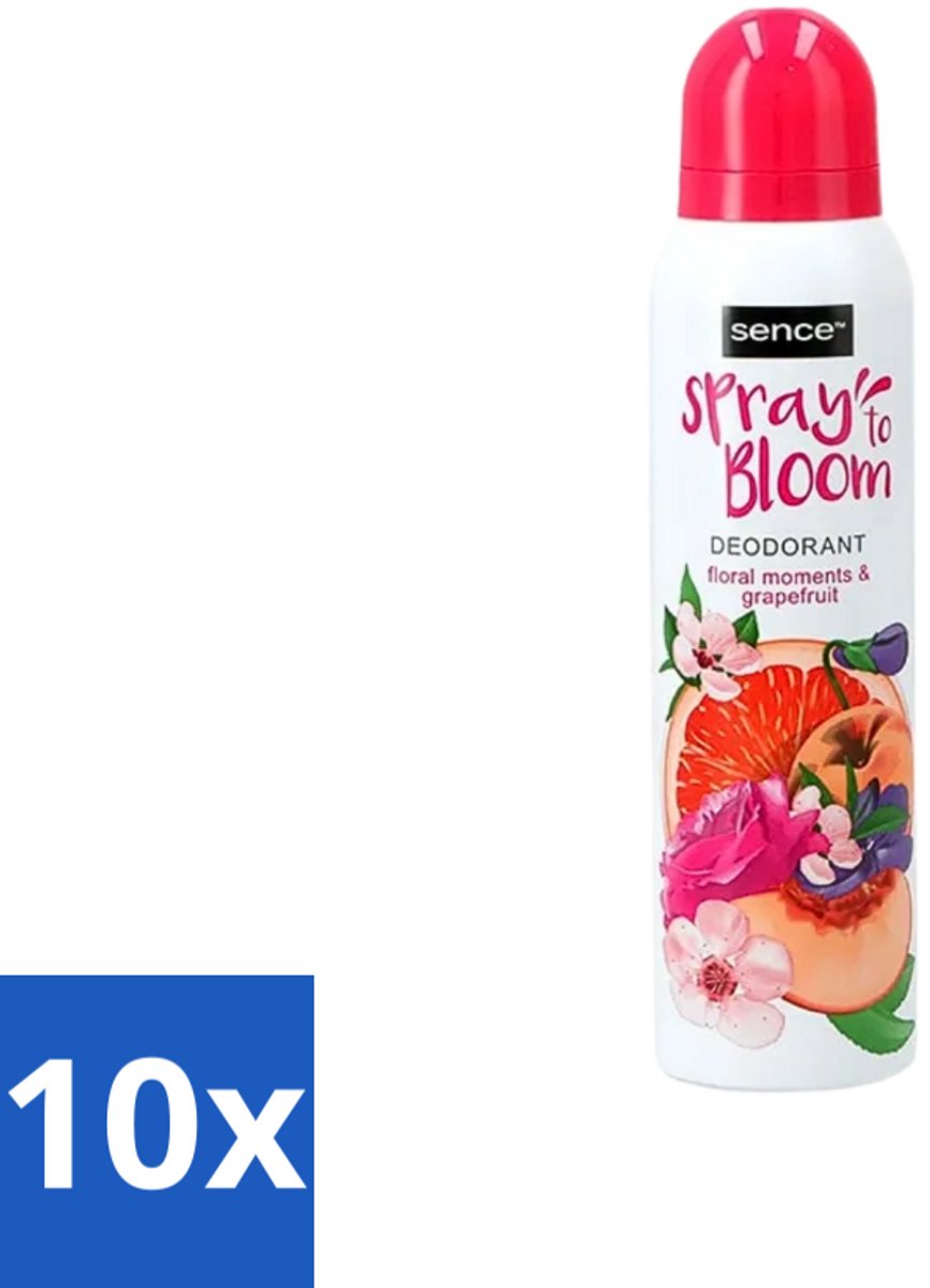 10 x Sence - Floral & Grapefruit - Deodorant - Fris & Fruitig - 150 ml - Frisheid - Fruitige Geur - Bloemige Geur - Grapefruit - Deodorant