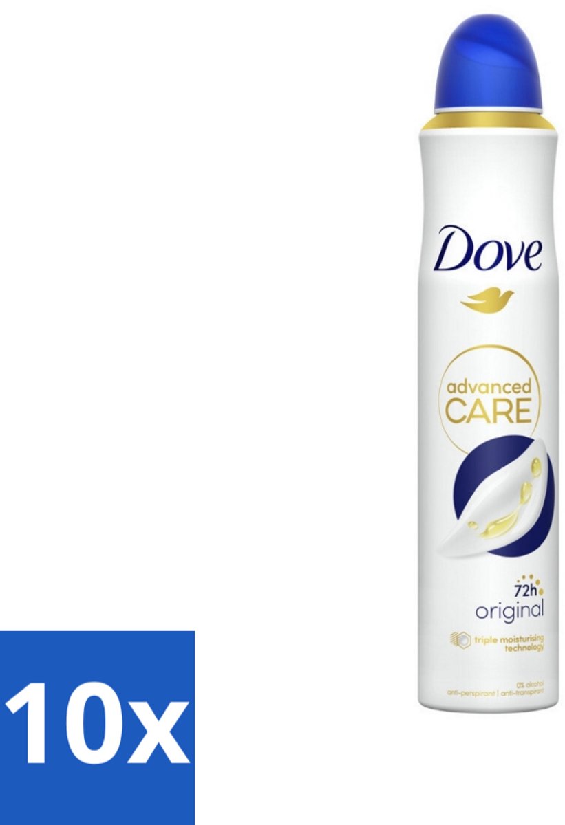 10 x Dove - Deodorant - Spray Advanced Care - Frisse en langdurige bescherming - 200 ml - Dove Deodorant Spray - Anti-transpirant Spray - Huidverzorging - Zweet En Geur Bescherming - Triple Moisturising