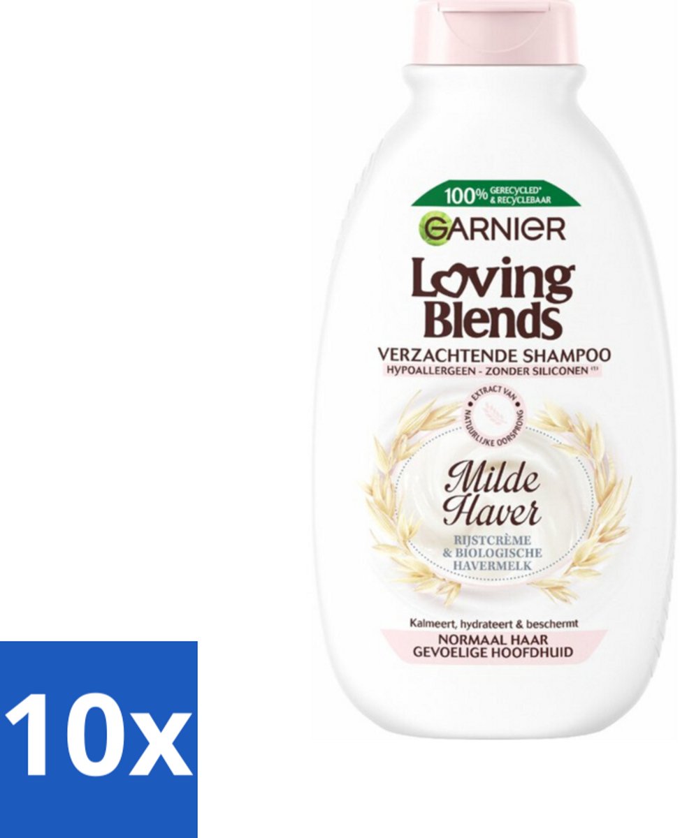 10 x Garnier Loving Blends Milde Haver Shampoo 300 ml - Milde Haver Shampoo - Hypoallergene Shampoo - Gevoelige Hoofdhuid - Kalmerende Shampoo - Hydraterende Shampoo