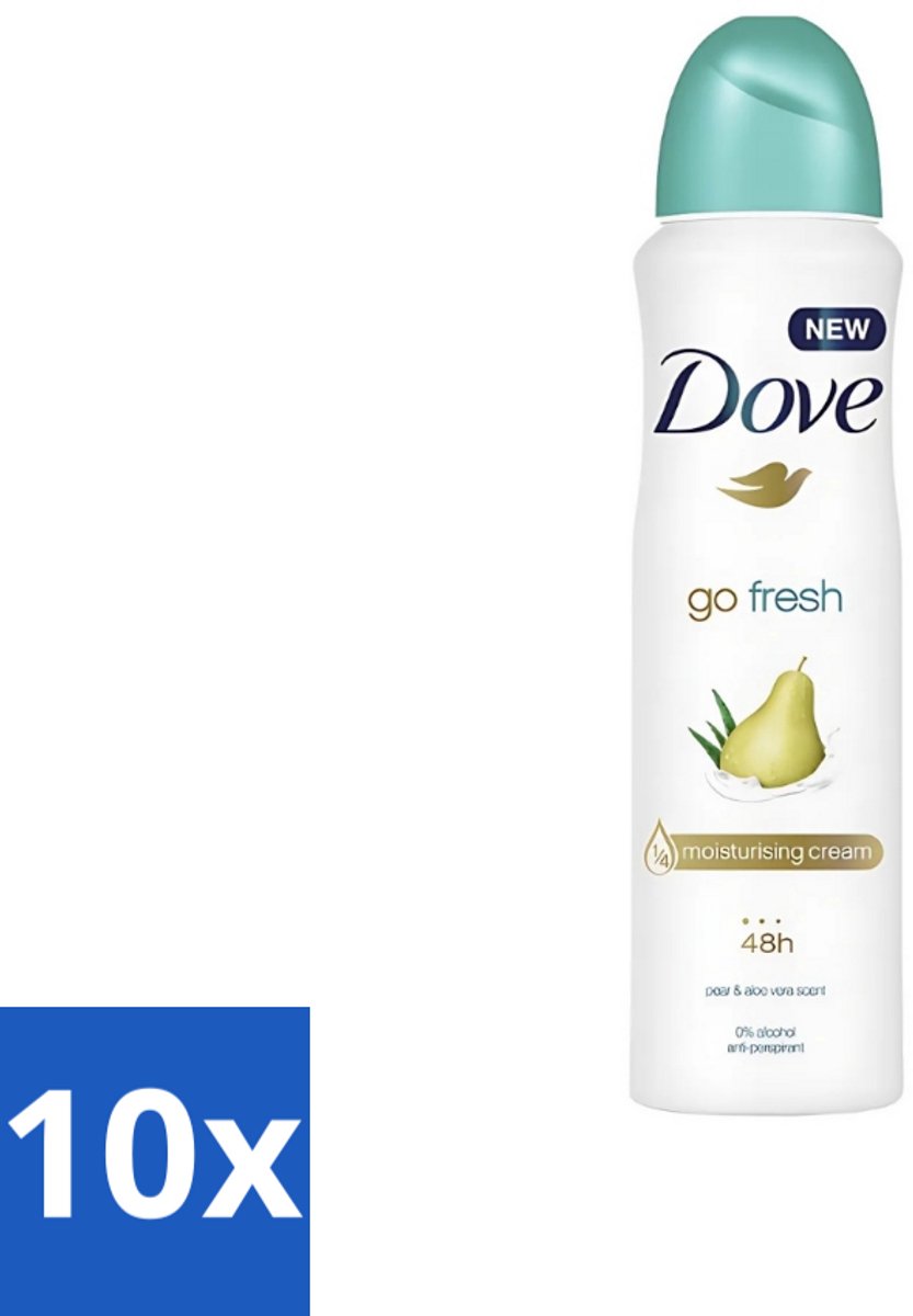 10 x Dove - Deodorant - Spray Go Fresh Pear & Aloe - Frisse en verzorgende geur - 250 ml - Dove Deodorant Spray - Anti-transpirant Spray - Frisse Geur - Peer En Aloë Vera - Oksel Verzorging