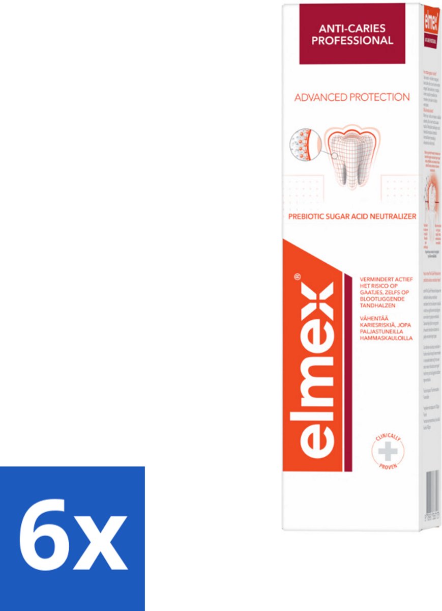 Elmex Tandpasta Anti-Cariës Professional Advanced Protection 75 ml - Voordeelverpakking - 6 stuks