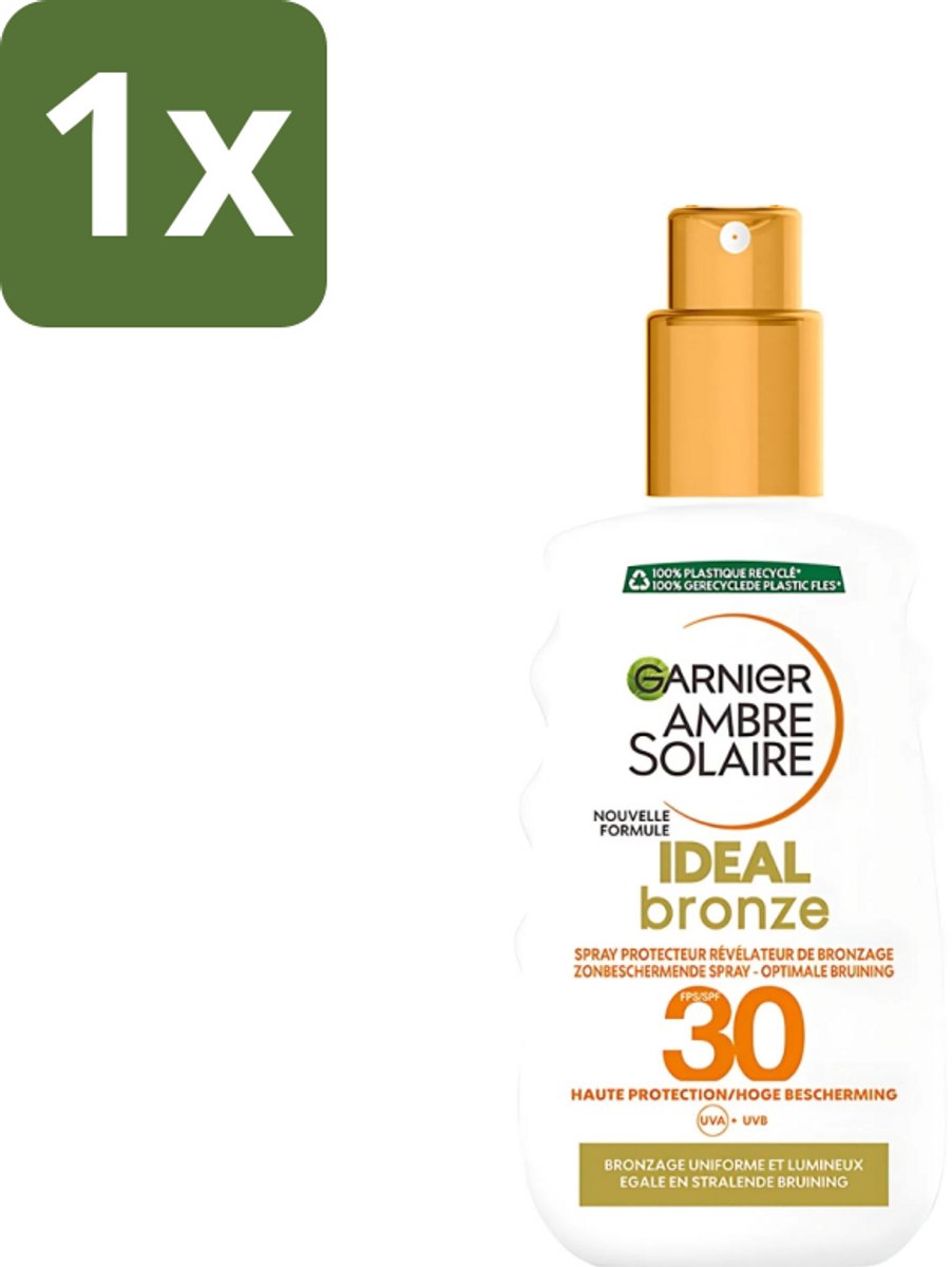 1 x Garnier - Ambre Solaire - Ideal Bronze - Zonnebrandspray - SPF 30 - 200 ml - Zonbescherming - Bruining - Zonnebrand - SPF 30 - Huidbescherming