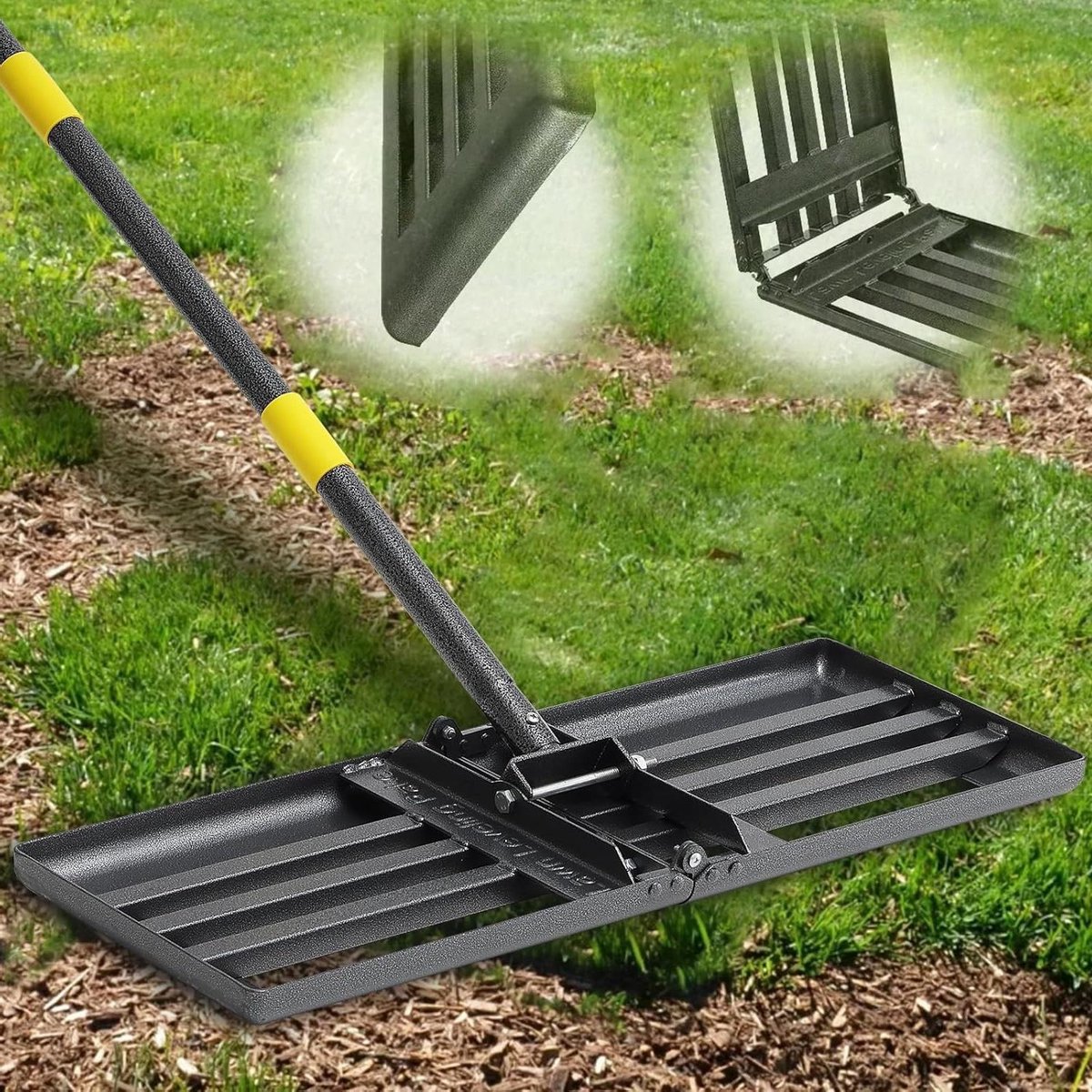 Gazonhark Metaal - Gras egaliseren - Tuinonderhoud - Verstelbare steel - 76 x 25 cm - Zilver