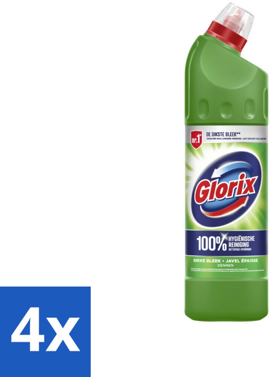 Glorix - Bleek - Dennen - Bescherming tegen Kalkaanslag - 750 ml - Voordeelverpakking - 4 stuks