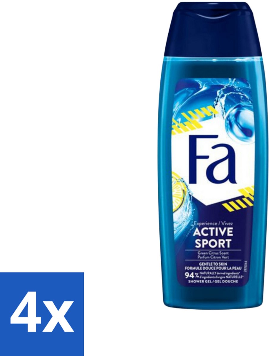 Fa Men - Douchegel - Active Sport - Verfrissend - Green Citrus - 250 ml - Voordeelverpakking - 4 stuks