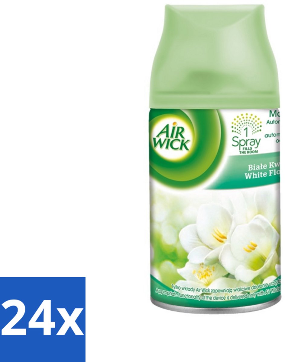 Air Wick - Luchtverfrisser Navulling - Jasmijn & Witte Bloemen - Automatische Spray - 250 ml - Voordeelverpakking - 24 stuks