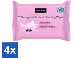 4 x Sence - Gevoelige Huid - Gezichtsreinigingsdoekjes - Mild Reinigend - 20 Doekjes - Gevoelige…