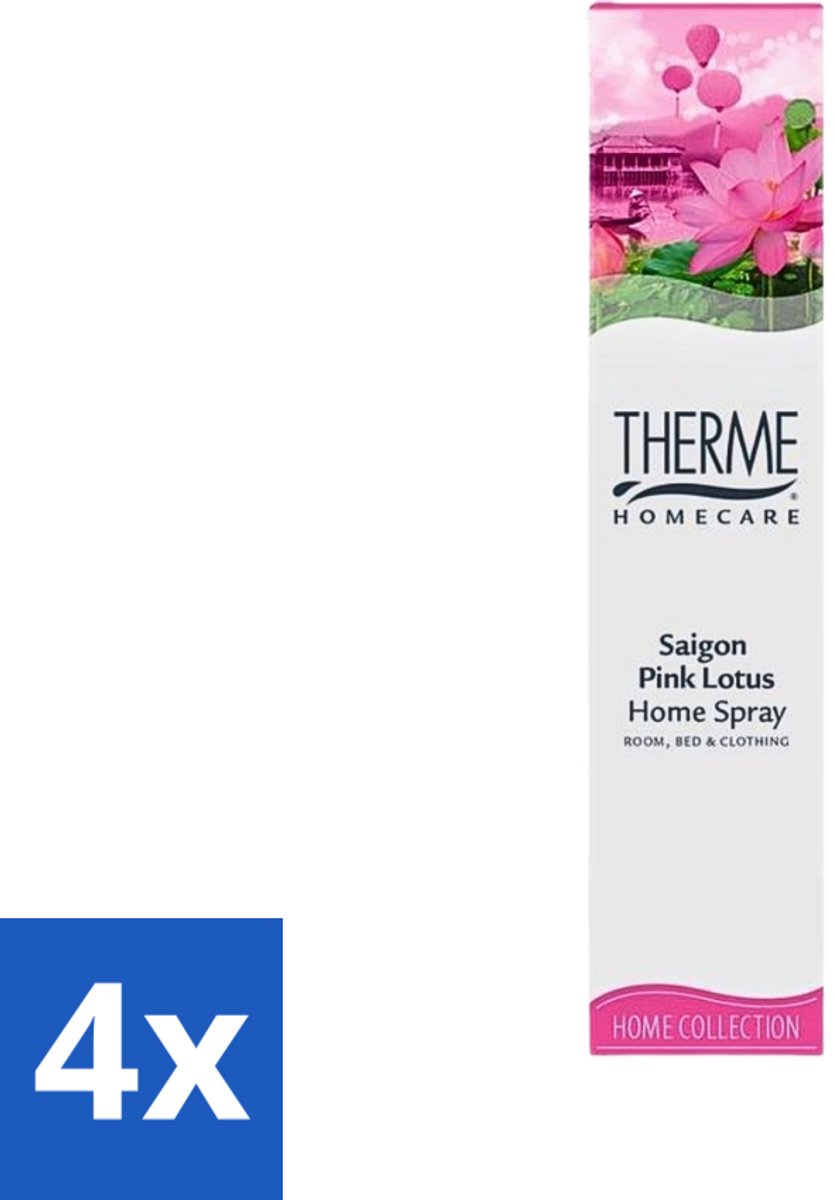 4 x Therme - Interieurspray - Saigon Pink Lotus - Oosterse Romantiek in Huis - 60 ml - Interieurspray - Saigon Pink Lotus - Oosterse Geur - Geurige Spray - Wellness