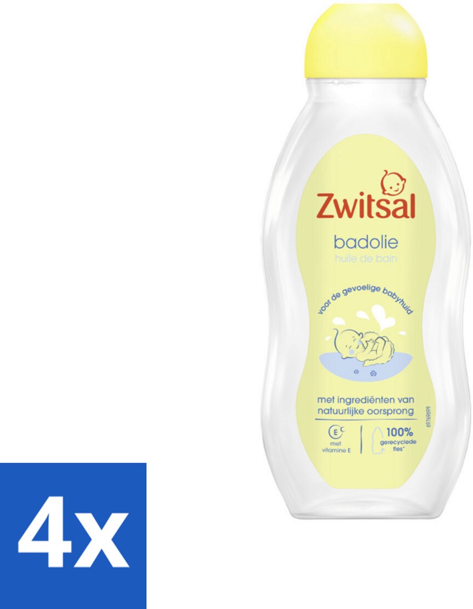 4 x Zwitsal Badolie 200 ml - Badolie Voor Baby - Droge Huid - Babyhuid Verzorging - Zwitsal Badolie - Babybad Ritueel