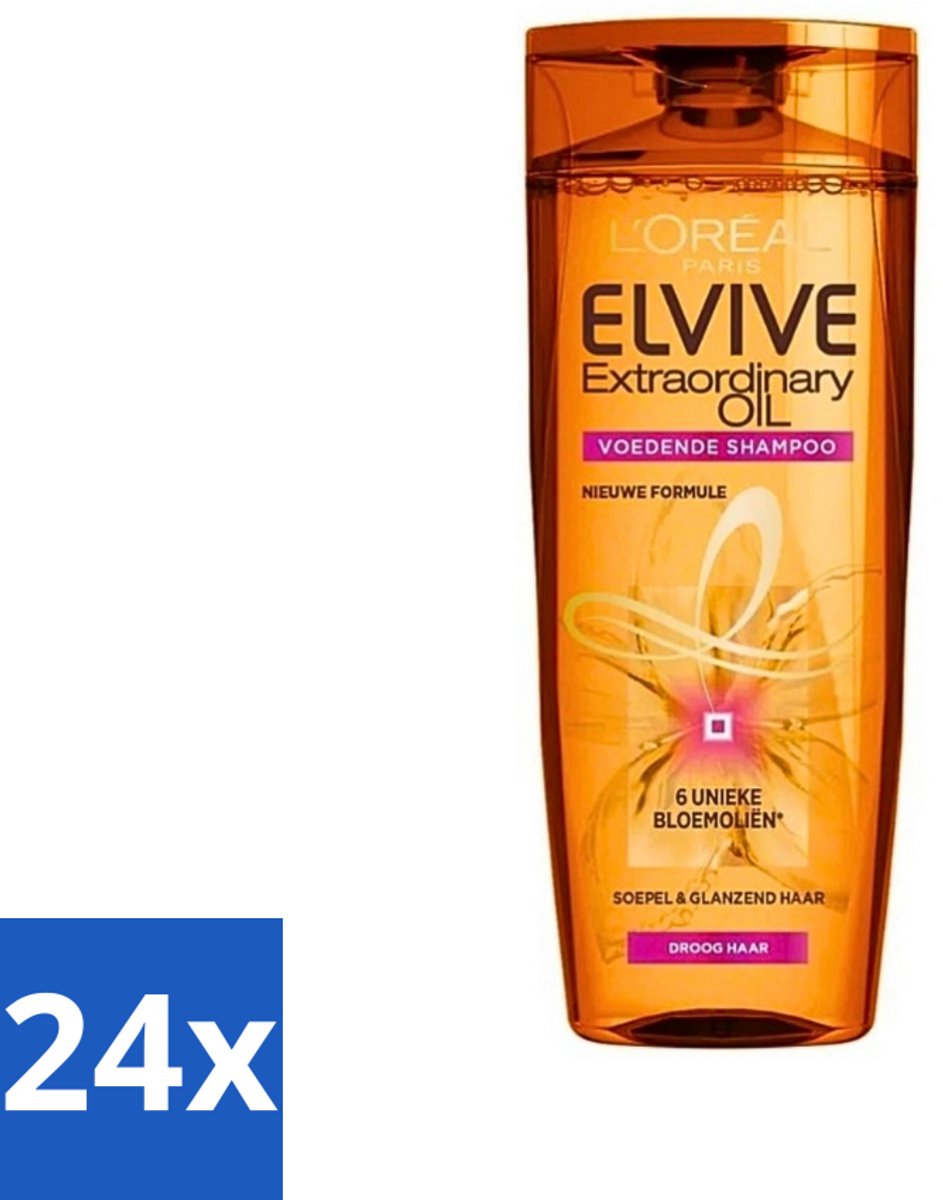 24 x L'Oréal Paris Elvive - Shampoo - Extraordinary Oil - Voor Droog Haar - Met Marula- en Camelia-Olie - 250 ml - Shampoo Voor Droog Haar - Marula-olie Shampoo - Camelia-olie Shampoo - Voeding Voor Haar - Glans Voor Haar