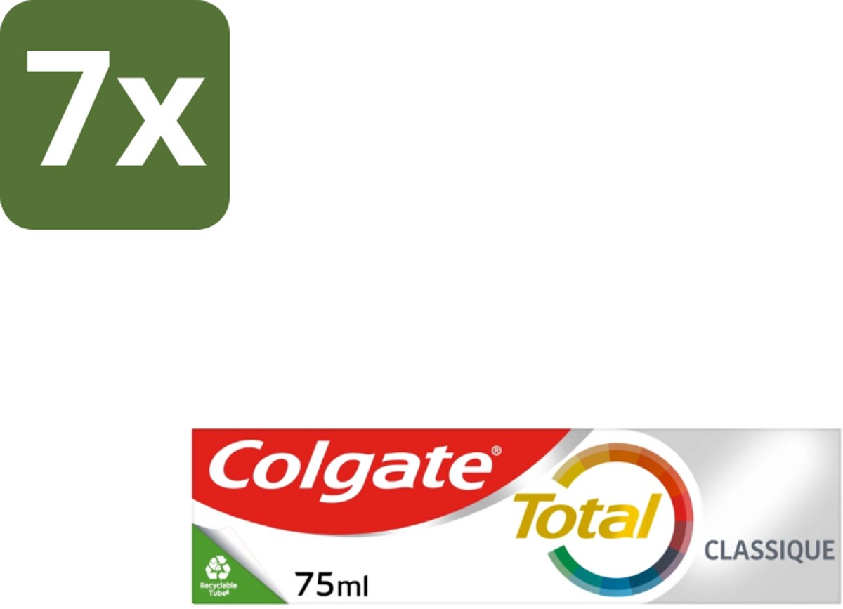 7 x Colgate - Total Classic - Tandpasta - 75ml - Tandpasta - Mondhygiëne - Tandplak - Tandsteen - Gaatjes