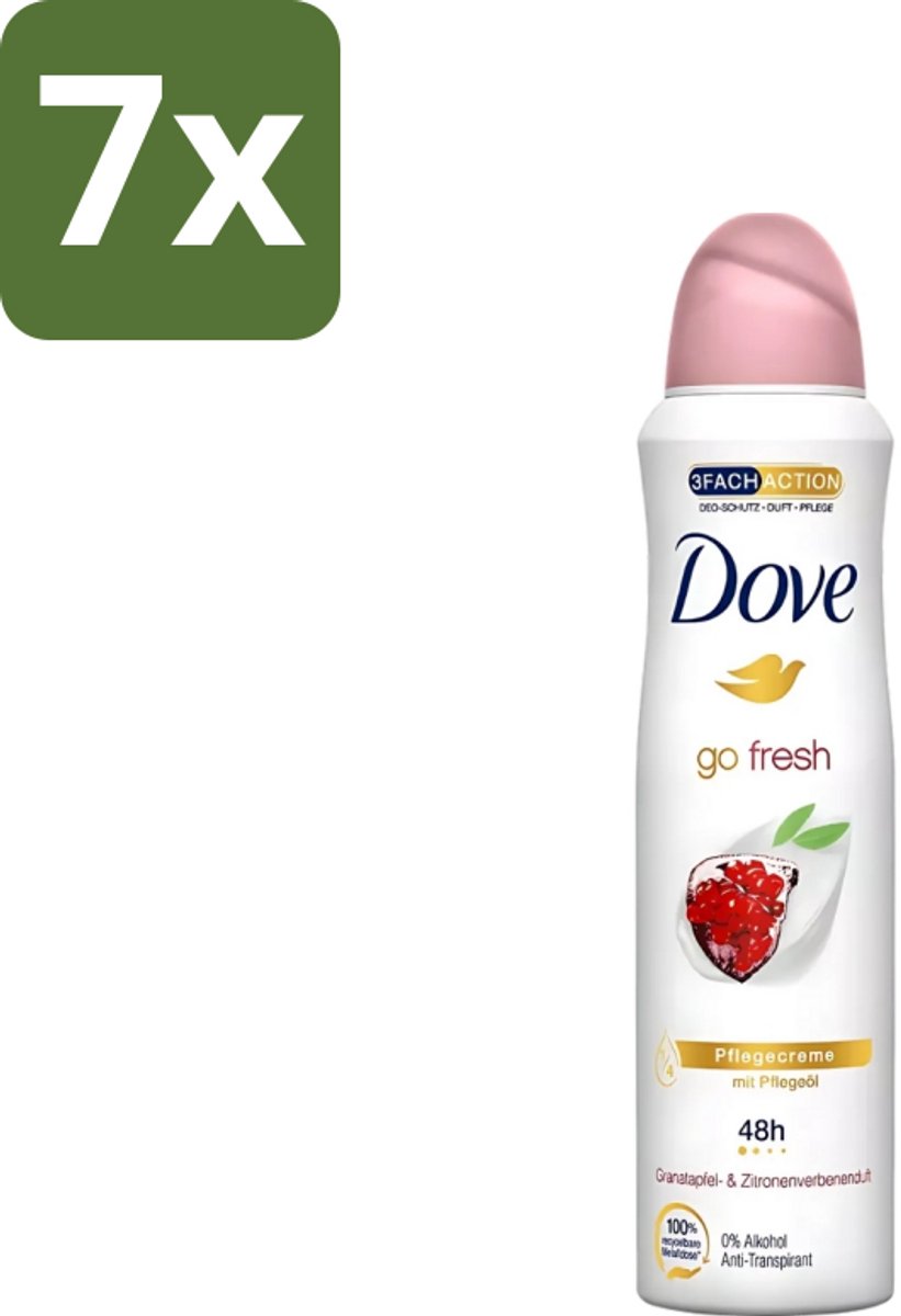 7 x Dove - Deodorant - Go Fresh Granaatappel - Frisse en fruitige geur - 150 ml - Dove Go Fresh - Deodorant Spray - Anti-transpirant - Frisheid - Fruitige Geur