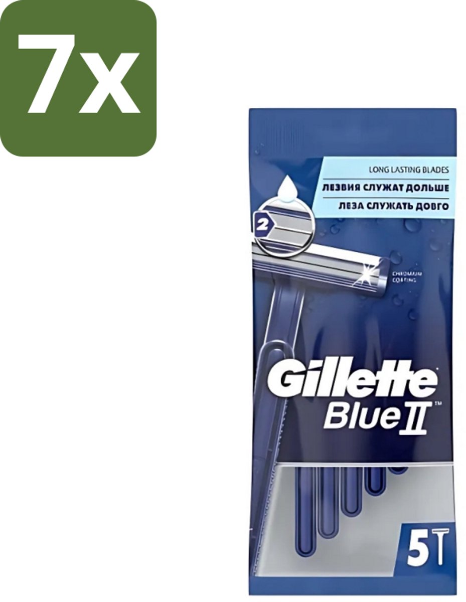 7 x Gillette - Blue II - Wegwerpscheermesjes - Precisie & Comfort - 5 Scheermesjes - Scheermesje - Wegwerpscheermesje - Gillette Blue Ii - Scheerresultaat - Scherpe Mesjes