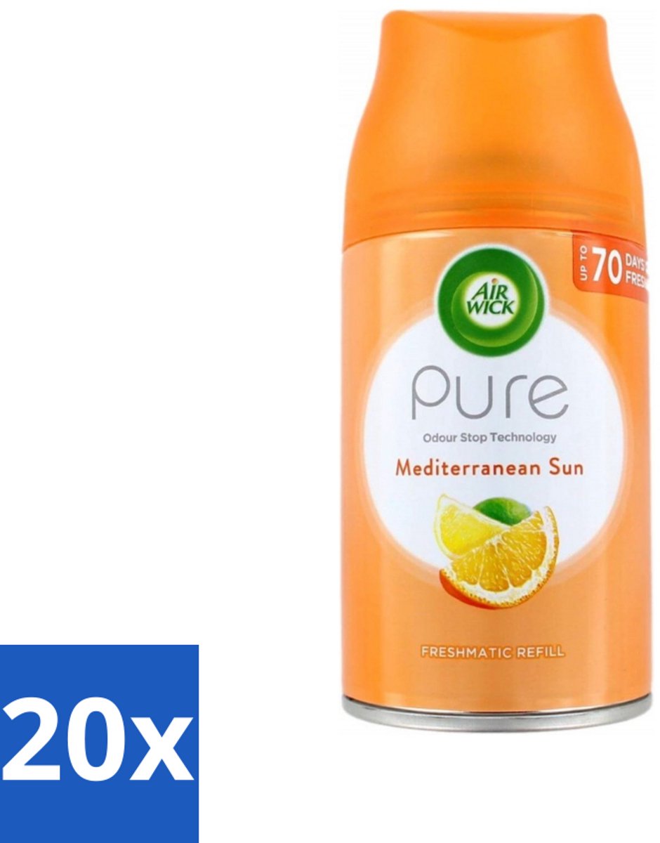 20 x Air Wick - Luchtverfrisser Navulling - Mediterrane Zon - Automatische Spray - 250 ml - Luchtverfrisser - Geur - Automatische Spray - Navulling - Zon