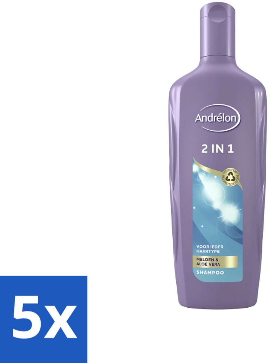 5 x Andrélon - 2-in-1 - Shampoo - Reinigt & Verzorgt - 300 ml - 2-in-1 Shampoo Conditioner - Haartype - Haartype - Haartype - Haartype