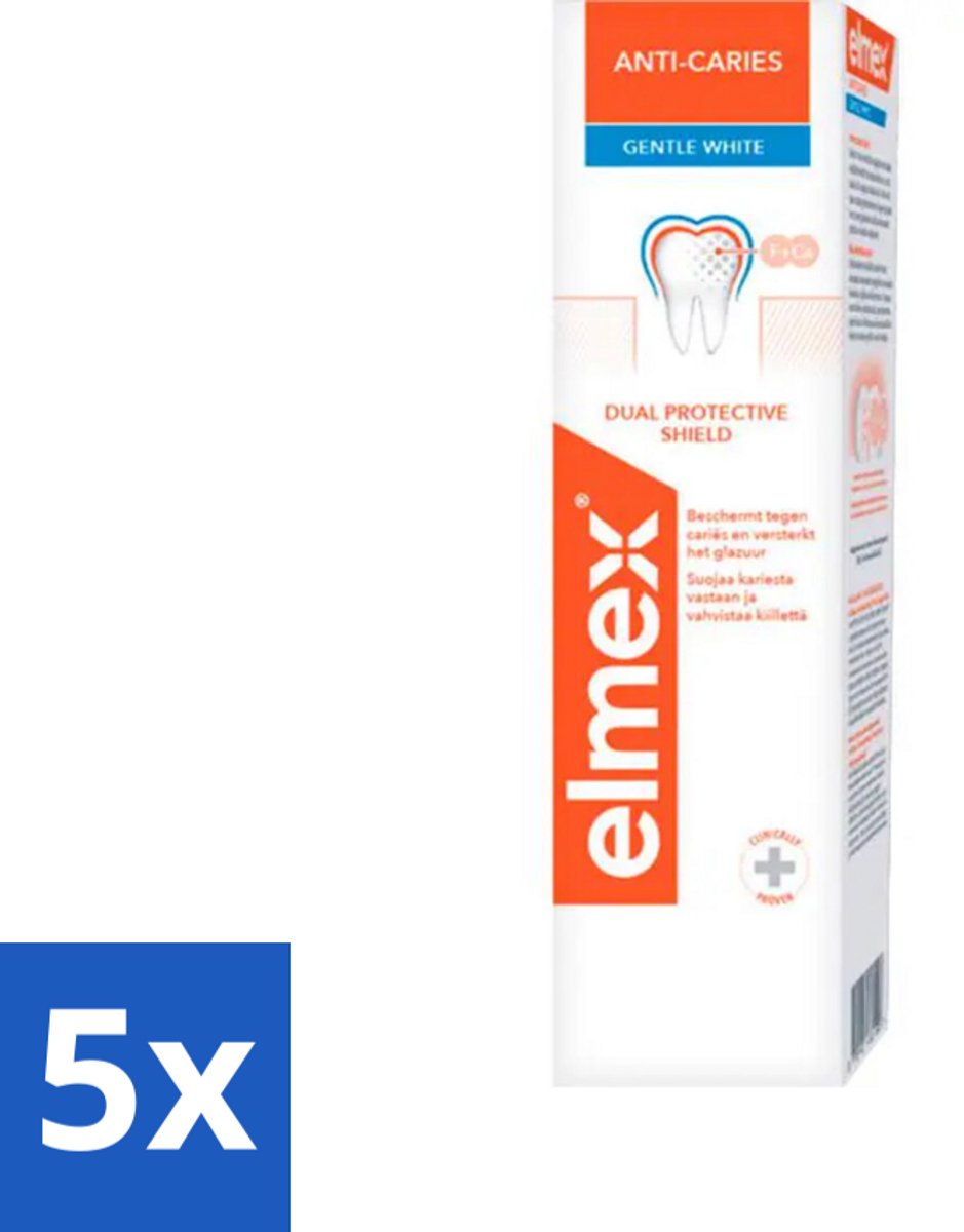5 x Elmex Tandpasta Anti-Cariës Gentle White 75 ml - Anti Cariës - Whitening - Tandpasta - Gaatjes - Remineralisatie