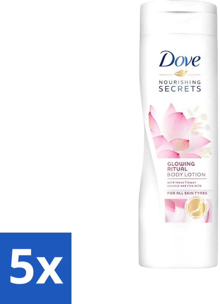 5 x Dove - Glowing Ritual - Bodylotion - Verzorgend en stralend - 400 ml - Bodylotion - Stralende Huid - Hydratatie - Huid Verzorging - Magnolia