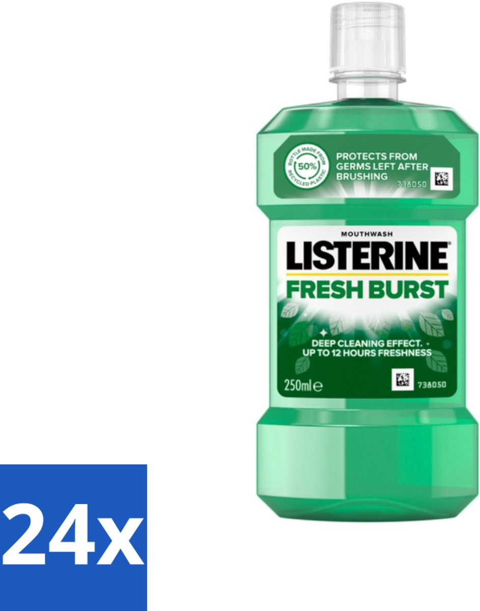 24 x Listerine - Mondwater - Fresh Burst - 250 ml - Mondwater - Mondspoeling - Antibacterieel Mondwater - Frisse Adem - Tandplak