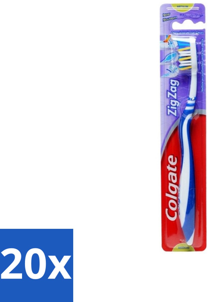 20 x Colgate - Tandenborstel - ZigZag Medium - 1 Tandenborstel - Tandenborstel - Reiniging - Tandplak - Mondhygiëne - Zigzag Borstelharen