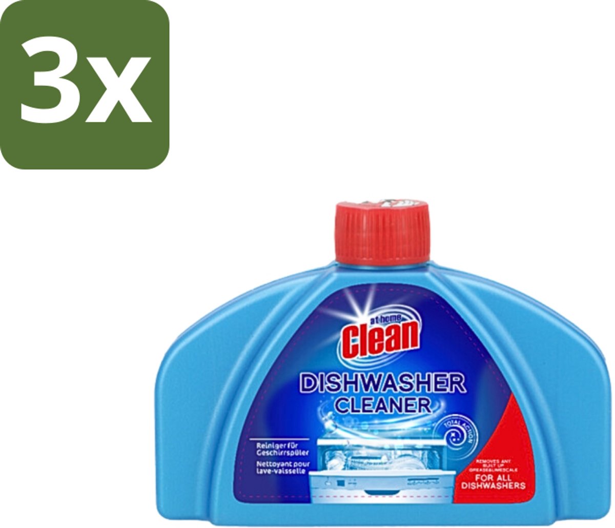 3 x At Home - Clean - Vaatwas Machinereiniger - Verwijdert Hardnekkig Vuil - 250 ml - Vaatwasmachine Reiniger - Vaatwasmachine Reinigingsmiddel - Vaatwasmachine Reinigen - Vaatwasmachine Kalk Verwijderen - Vaatwasmachine Vet Verwijderen