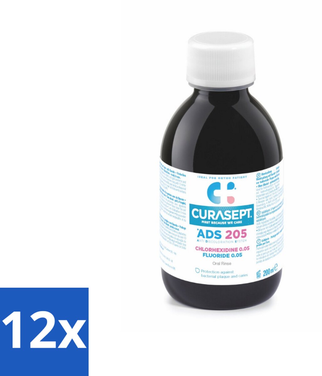 Curasept Mondspoeling 0,05% CHX 200 ml - Voordeelverpakking - 12 stuks