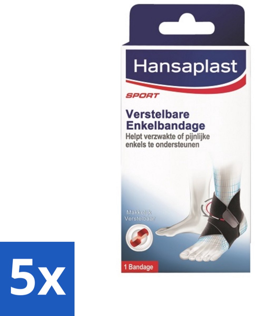 Hansaplast - Sport Enkel Bandage - Enkelsteun - Enkel Brace - Verstelbaar - Zwart - Bulkverpakking - 5 stuks
