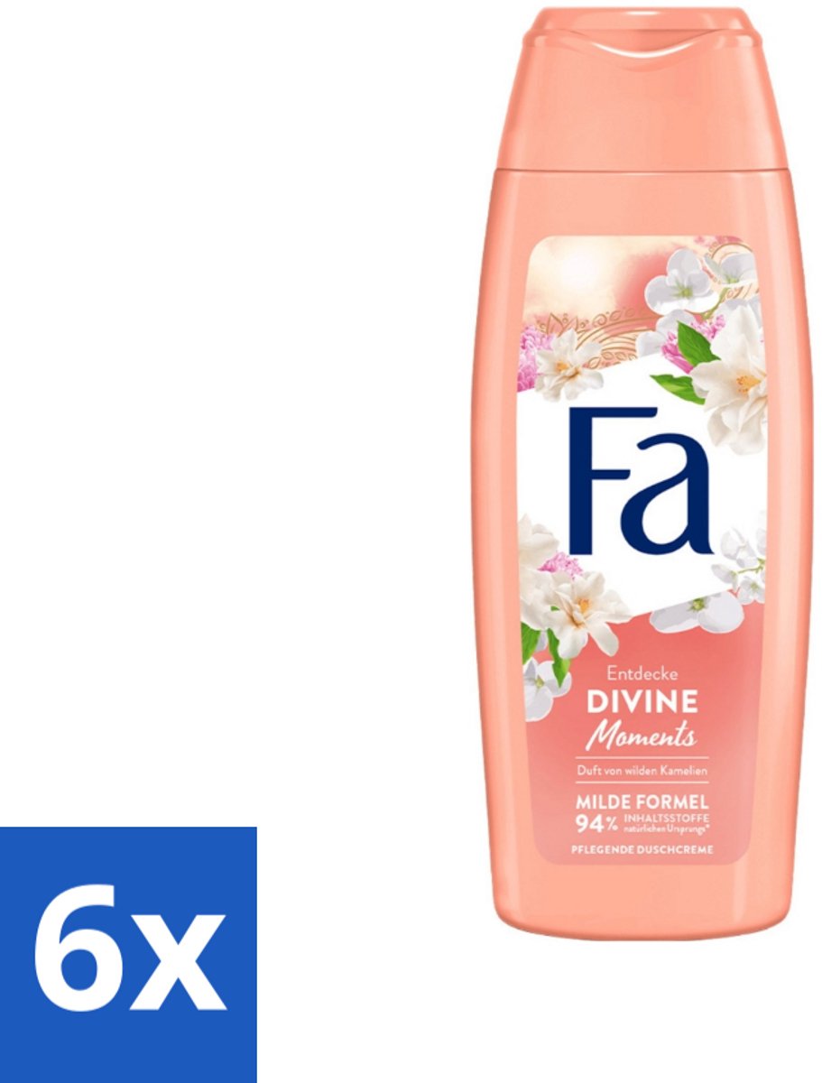 6 x Fa - Douchecrème - Divine Moments - Verzorgen & Voeden - Verfrissend - 250 ml - Douchecrème - Douchecreme - Camelia Geur - Luxe Douchecrème - Natuurlijke Ingrediënten
