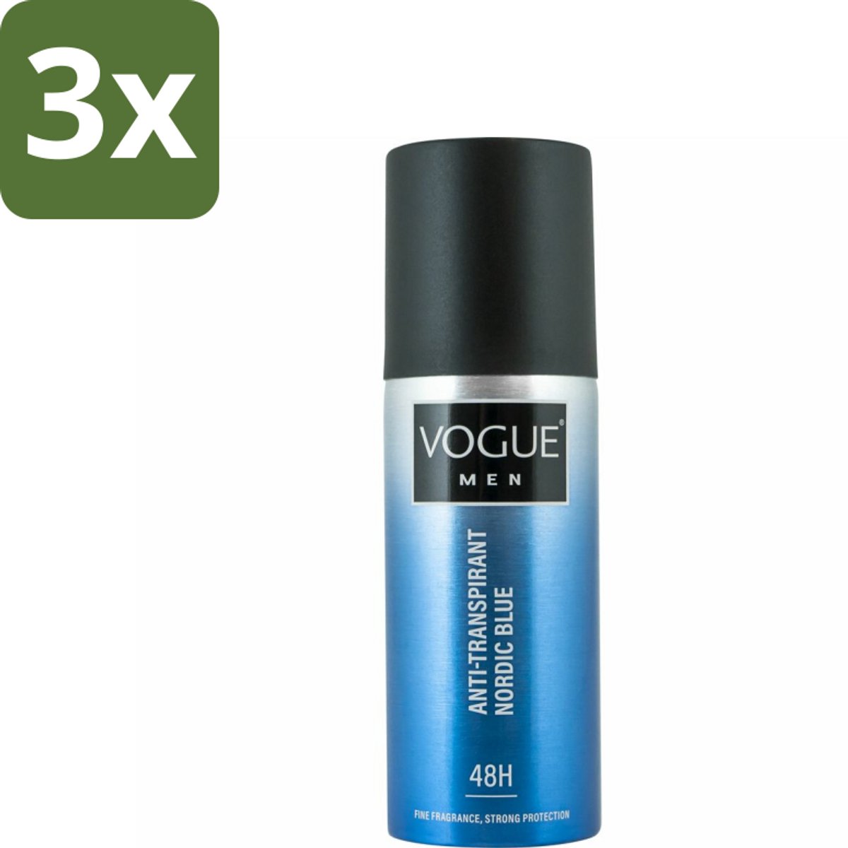 3 x Vogue Anti-Transpirant Nordic Blue 150 ml - Anti-transpirant - Deodorant - Zweet - Geur - Mannelijk