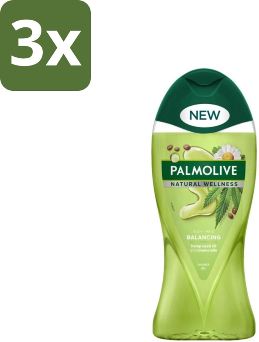 3 x Palmolive - Natural Wellness - Douchegel - Balancing - Ontspannend & Fris - 250 ml - Douchegel - Ontspanning - Wellness - Balans - Cannabiszaadolie