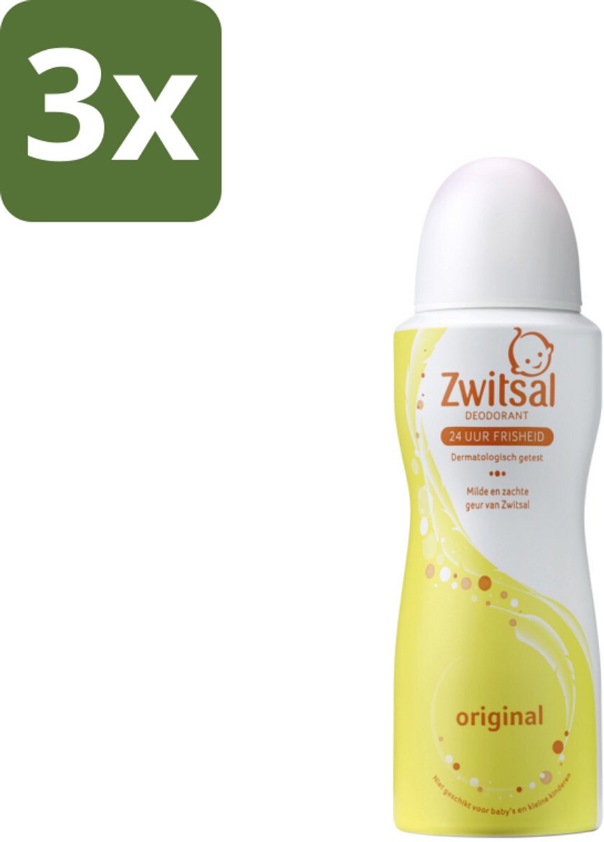 3 x Zwitsal Deodorant Original 100 ml - Zwitsal Deodorant - Deodorant Spray - Fris Geur - Huidvriendelijk Deodorant - Zonder Alcohol