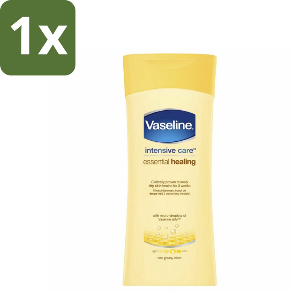 1 x Vaseline - Essential Healing - Bodylotion - Voedend & Verzachtend - 200 ml - Bodylotion - Hydratatie - Huidverzorging - Droge Huid - Gevoelige Huid