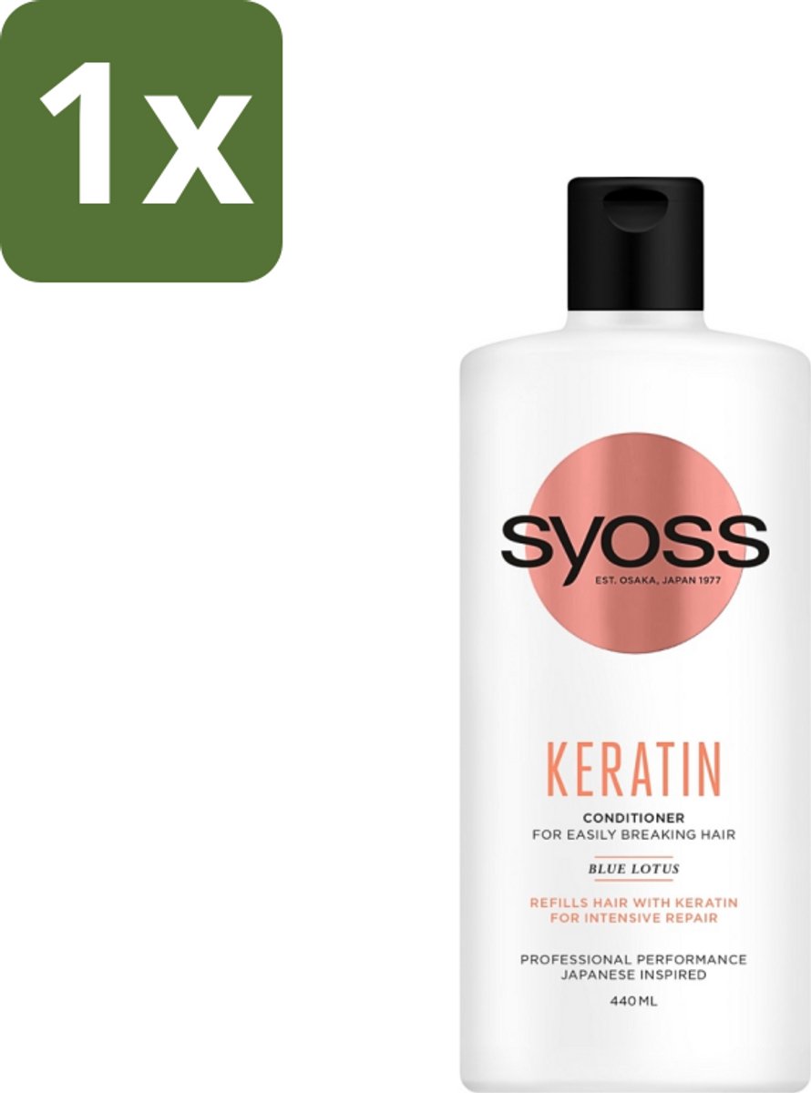 1 x Syoss Keratin Conditioner - Crèmespoeling - Keratine - 440 ml - Herstel Haar - Krachtig Haar - Beschadigd Haar - Keratine Conditioner - Crèmespoeling
