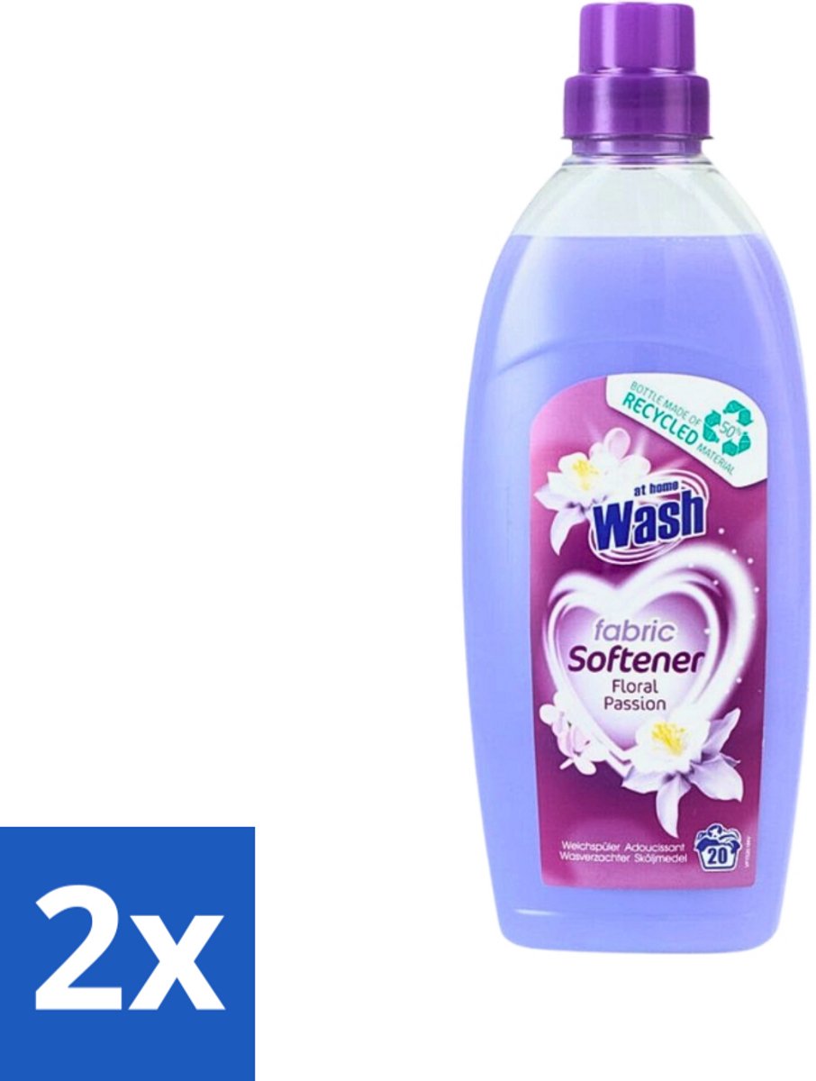 2 x At Home - Wash - Wasverzachter - Floral Passion - 20 Wasbeurten - Wasverzachter - Wasverzachter Geur - Wasverzachter Voor Kleding - Wasverzachter Voor Alle Stoffen - Wasverzachter Voor Katoen