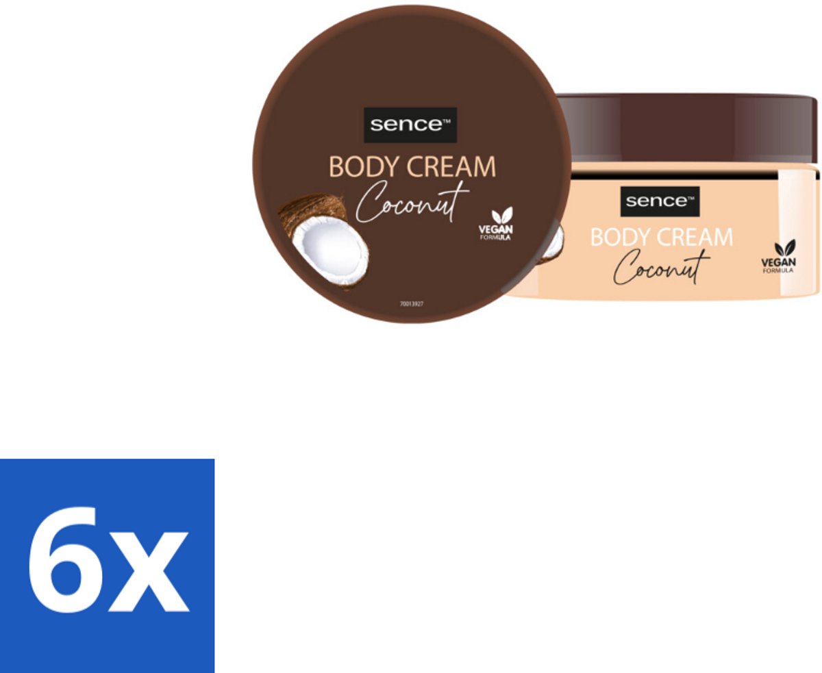 6 x Sence Bodycrème Coconut 200 ml - Kokosolie - Lichaamscrème - Hydratatie - Huidverzorging - Kokosgeur