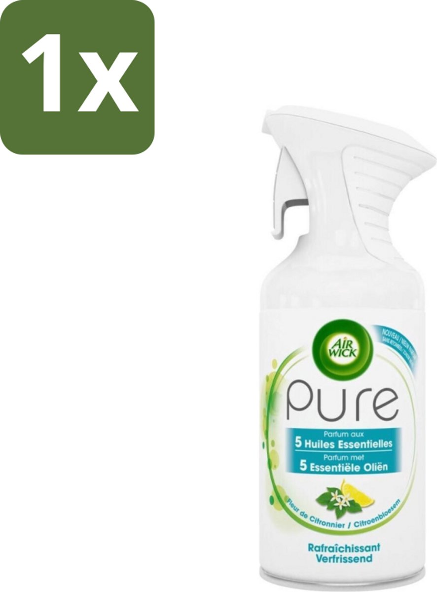 1 x Air Wick - Luchtverfrisser - Essentiële Oliën - Citroenbloesem - Spray - 250 ml - Luchtverfrisser Citroenbloesem - Luchtverfrisser Spray - Citroenbloesem Geur - Luchtverfrisser Zonder Water - Luchtverfrisser Effectief Geurtjes Verwijderen