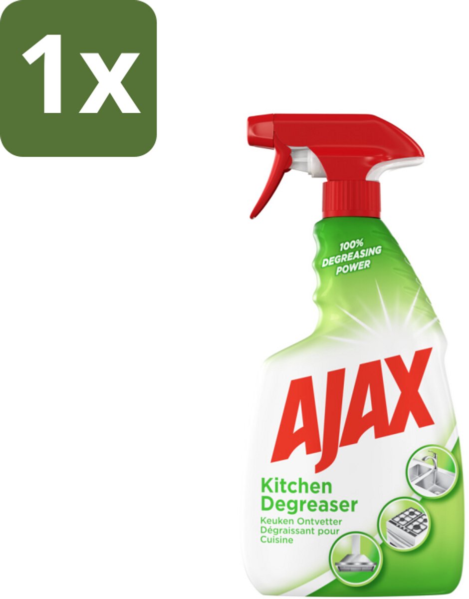 1 x Ajax Keukenspray 750 ml - Keukenontvetter - Vetverwijderen - Keuken Reinigen - Keukenoppervlakken Reinigen - Hardnekkig Vet Verwijderen