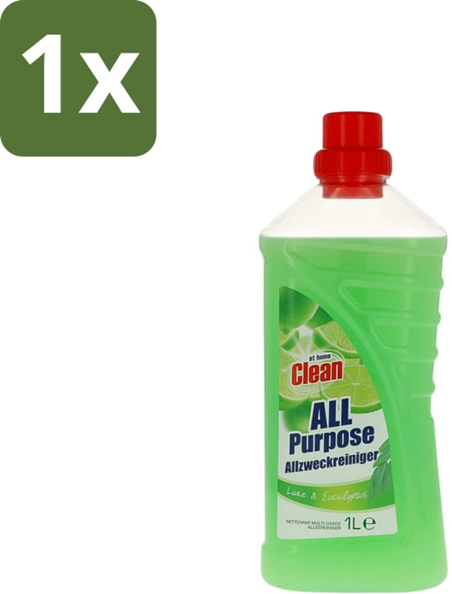1 x At Home - Clean - Allesreiniger - Limoen & Eucalyptus - 1 L - Allesreiniger - Reiniger - Limoen En Eucalyptus - Reiniging - Vet Verwijderen