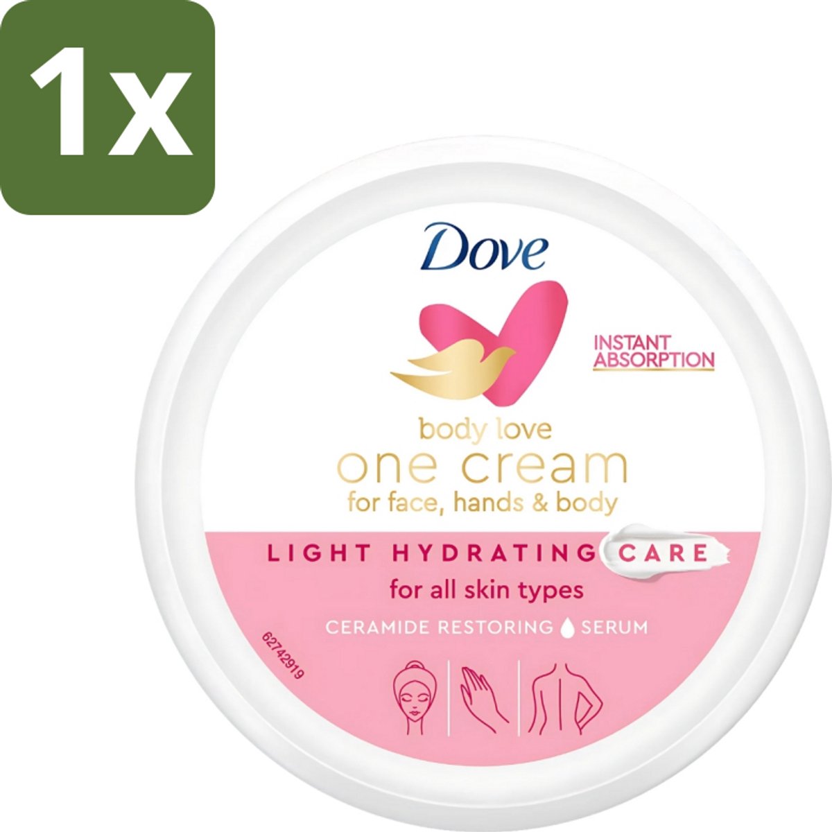 1 x Dove - Body Love - One Cream - Hydraterend en voedend - 250 ml - Hydratatie - Voeding - Huidzorg - Ceramide - Huidbarrière