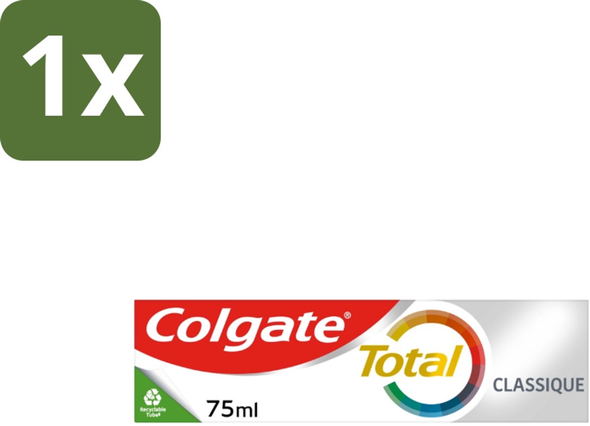 1 x Colgate - Total Classic - Tandpasta - 75ml - Tandpasta - Mondhygiëne - Tandplak - Tandsteen - Gaatjes